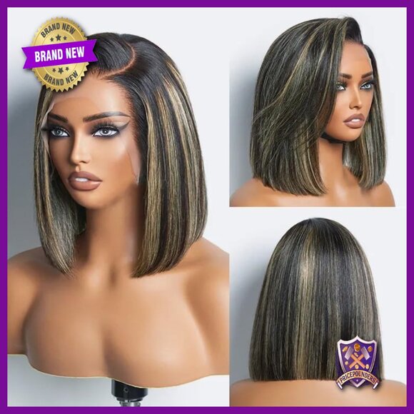 Human Hair Lace Front Bob Wig 12 Inch Pre Plucked Hairline 180 Density main image 5